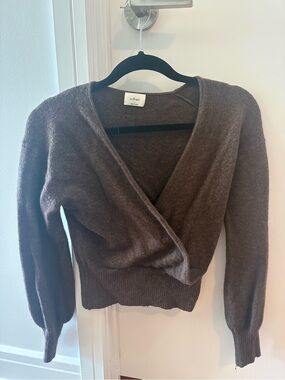 Wilfred Chocolate Brown Wrap V-Neck Sweater